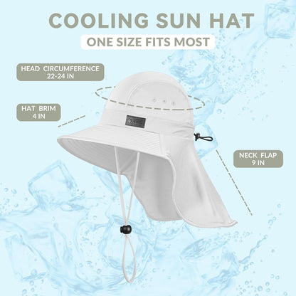 Sukeen Cooling Sun Hat for Men Women UPF50+ Wide Brim Fishing Hat with Neck Flap Adjustable Foldable Bucket Hat for Hiking
