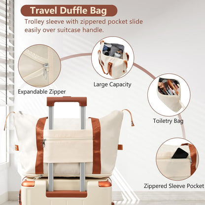 Merax Luggage Set 3 Piece Carry on Luggage, Lightweight Durable Spinner Suitcase with Corner Guards (White Brown, 20inch)