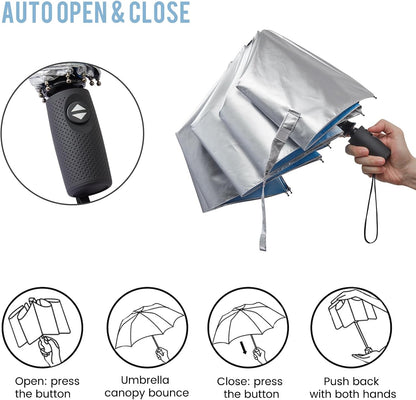 G4Free UPF 50+ UV Protection Large Travel Umbrella 42/46 Inch Auto Open Close Windproof Sun Blocking Umbrella