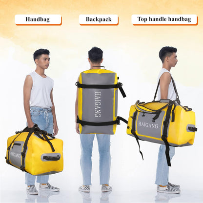 110L Waterproof Duffel Bag Heavy Duty Dry Bag Outdoors Large Storage Sack Zipper Marine Duffle Motorcycle Luggage,Strap Adjustable for Kayaking,Boating,Camping,Beach Rafting Fishing Yellow