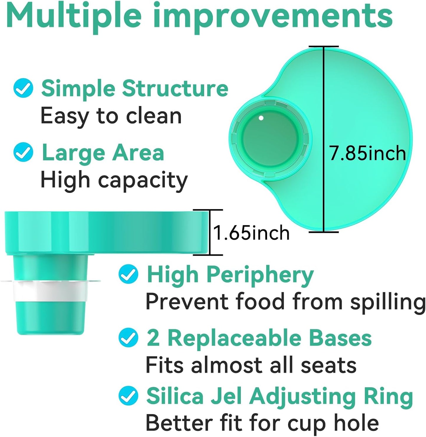 Kids Car Seat Tray, Travel Tray with Cup Holder for Toddler Baby, Kids Car Seat Food Snack Organizer for Road Trip, Stroller snack Organizer Travel Must Haves Toddler Must Haves (Cyanine, 1 PCS)