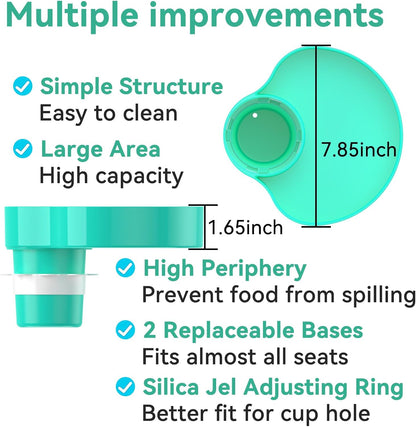 [2 Packs] Kids Car Seat Tray, Travel Tray with Cup Holder for Toddler Baby, Kids Car Seat Food Snack Organizer for Road Trip, Stroller snack Organizer Travel Must Haves Toddler Must Haves (Cyanine)