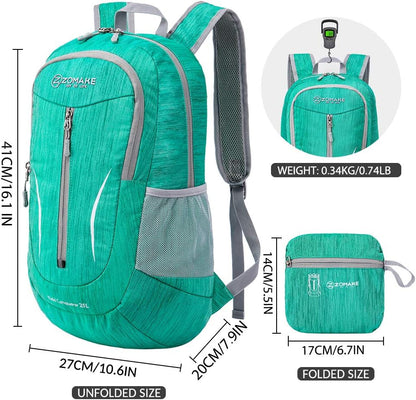 ZOMAKE 25L Ultra Lightweight Packable Backpack, Foldable Hiking Backpacks Water Resistant Small Folding Daypack for Travel(Dark Green)