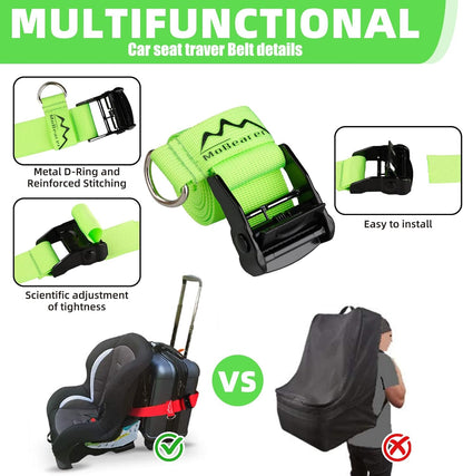 Car Seat Travel Belt to Suitcase,Car Seat Travel Strap to Convert Kid Car Seat and Carry-on Luggage into an Airport Car Seat Stroller,Safe Travel Solution for Transport