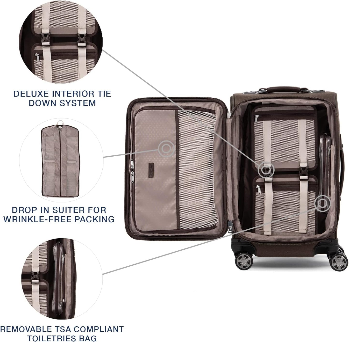 Travelpro Platinum Elite Softside Expandable Carry on Luggage, 8 Wheel Spinner Suitcase, USB Port, Suiter, Men and Women, Rich Espresso Brown, Carry On 21-Inch