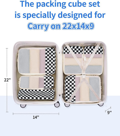 Narwey 6 Set Compression Packing Cubes for Travel Kids Women Carry on, Packing Organizers Bag for Backpack Luggage Suitcase Duffle Bags