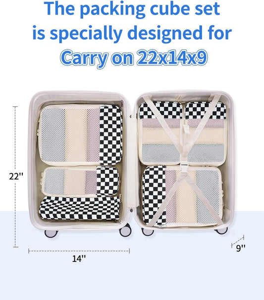 Narwey 6 Set Compression Packing Cubes for Travel Kids Women Carry on, Packing Organizers Bag for Backpack Luggage Suitcase Duffle Bags