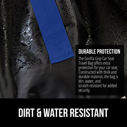 GORILLA GRIP Car Seat Travel Bag for Airplane Gate Check, Easy Carry Padded Backpack Bags Cover Carseats, Infant Baby Carriers and Toddler Booster Seats for Airport, Child Air Travels Essential, Blue