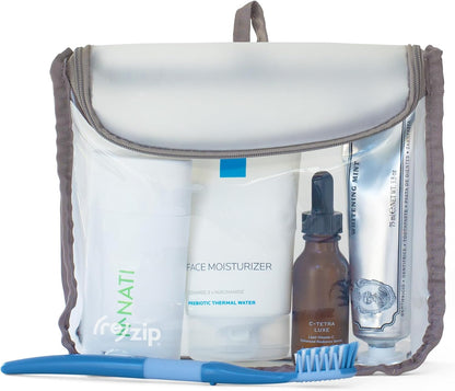 (re)zip Zippered TSA-Compliant Travel Quart Bag | Zippered, Reusable, Storage Bag for Toiletries, Makeup, Suitcase Organization | BPA-Free, Food Grade, Machine Washable (Clear, Gray Piping)