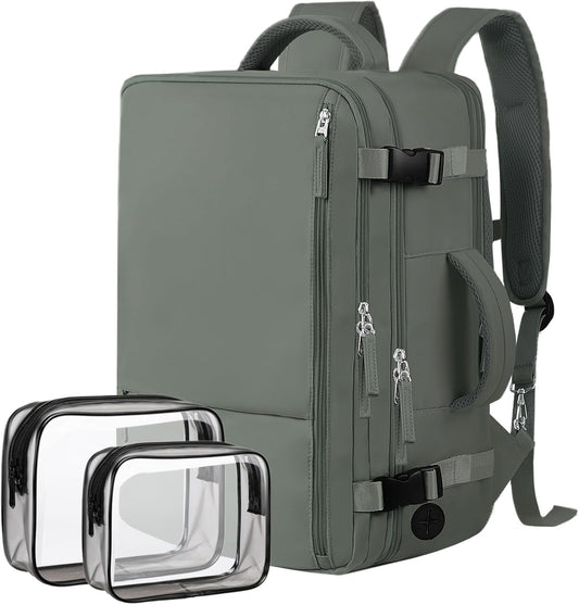 Hanples Women's Large 17.3 Inch Laptop Backpack, Olive Green, Waterproof, Suitable for Air Travel