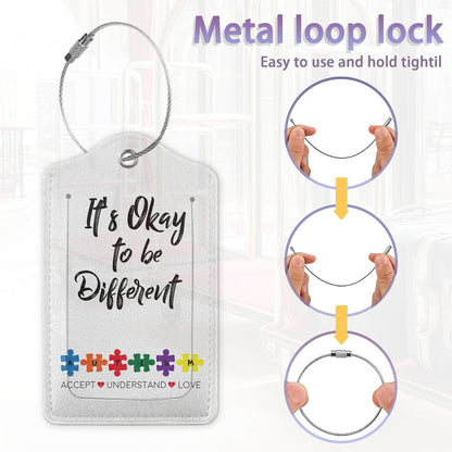 2Pcs Luggage Tag for Suitcase Autism Awareness Cute Suitcase Tag with Privacy Flap & Name ID Label & Metal Loop,Travel Bag Luggage Tags for Women