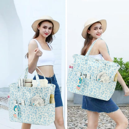 Waterproof Beach Tote Pool Bags for Women Ladies Extra Large Gym Tote Carry On Bag With Wet Compartment for Weekender Travel