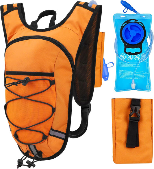 Lightweight Hydration Backpack 2L Water Bladder Pack for Running, Cycling, Hiking – Anti-Theft Water Backpack with Phone Holder, Trekking Pole Holder & Reflective Strips for Men & Women