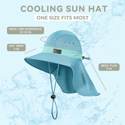 Sukeen Cooling Sun Hat for Men Women UPF50+ Wide Brim Fishing Hat with Neck Flap Adjustable Foldable Bucket Hat for Hiking