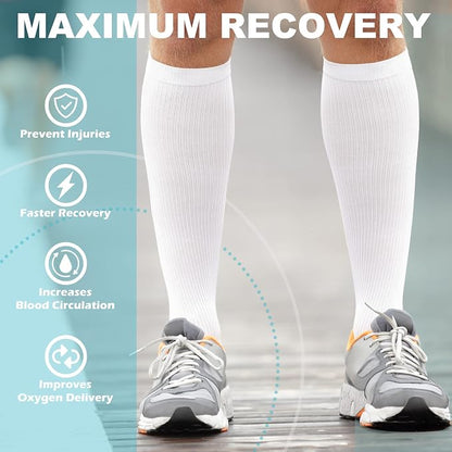 Medical Compression Socks for Women and Men 3 Pairs 20-30 mmHg Knee High - Image 5