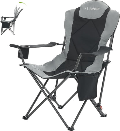Camping Chairs, Portable Camp Chairs for Heavy People with Adjustable Angled Backrest, Outdoor Folding Camping Chairs for Outside Supports up to 350lbs, Carry Bag Included