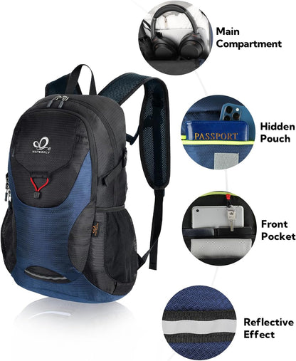 WATERFLY Lightweight Packable Hiking Backpack: 30L Foldable Travel Daypack Ultralight Camping Day Pack for Woman Man