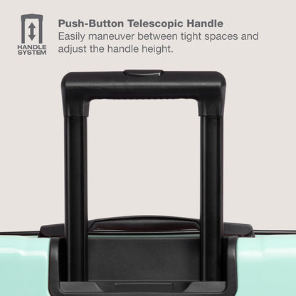 U.S. Traveler Boren Polycarbonate Hardside Rugged Travel Suitcase Luggage with 8 Spinner Wheels, Aluminum Handle, Mint, Carry-on 22-Inch, USB Port