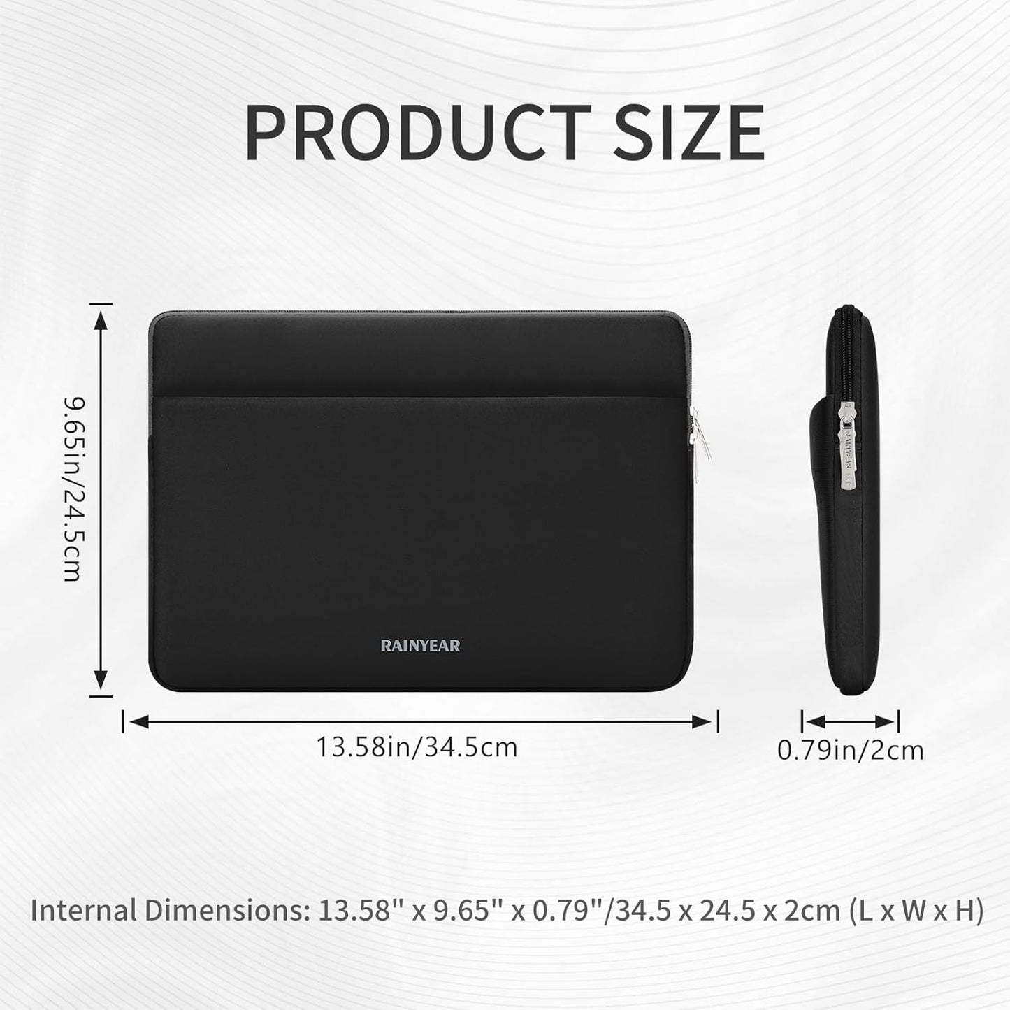 RAINYEAR Laptop Sleeve Case 13.3 Inch, Protective Portable Case with Front Pocket, Briefcase Handbag Laptop Bag Compatible with MacBook Air/Pro 13-13.3 inch, MacBook Pro 14 inch, Black