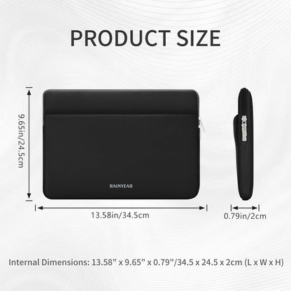 RAINYEAR Laptop Sleeve Case 13.3 Inch, Protective Portable Case with Front Pocket, Briefcase Handbag Laptop Bag Compatible with MacBook Air/Pro 13-13.3 inch, MacBook Pro 14 inch, Black