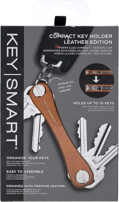 KEYSMART Key Holder for Keychain - Compact Key Organizer for Key Chain, Minimalist Clutter-Free EDC Keychains, Key Ring for Car Fobs Key Chains, Expandable (Up to 8 Keys, Brown Leather)