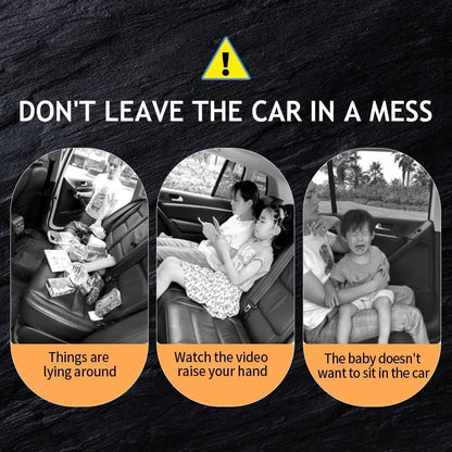 2PACK Leather Car Backseat Organizer with Tablet Holder - 9 Large Storage Pockets, Foldable Food Tray & Anti-Scratch Kick Mats - Universal Car Seat Protector for Kids, Pets & Travel Accessories