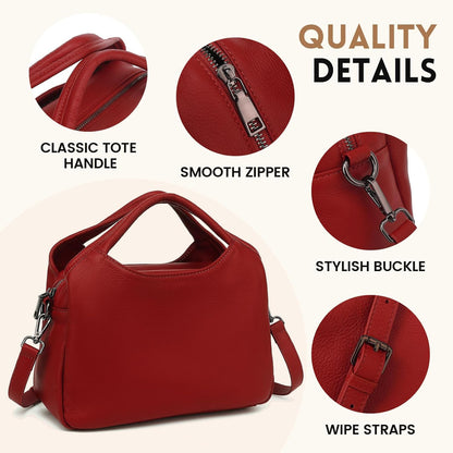 KOGTLA Genuine Leather Purses for Women, Crossbody Shoulder Bags with Top-Handle, Tote Satchel Handbags