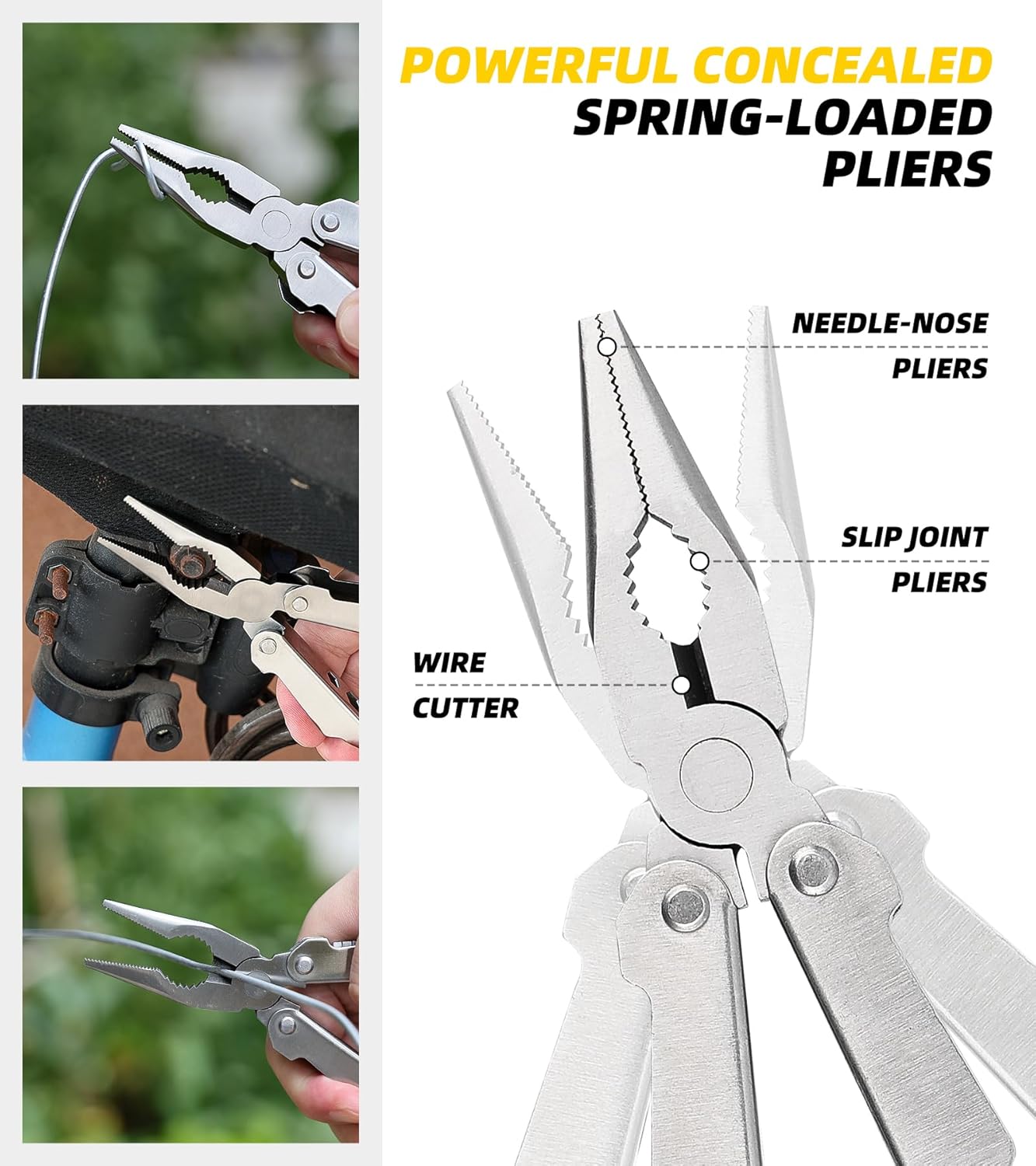 21-in-1 Multitools Needle Nose Pliers, Pocket Knife,Screwdriver, Bottle and Can Opener with Storage Bag-Apply to Survival,Camping, Hunting and Hiking