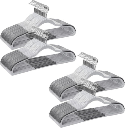 SONGMICS Clothes Hangers, Pack of 100 Plastic Coat Hangers, Space-Saving, Light Gray and Dark Gray UCRP050G100