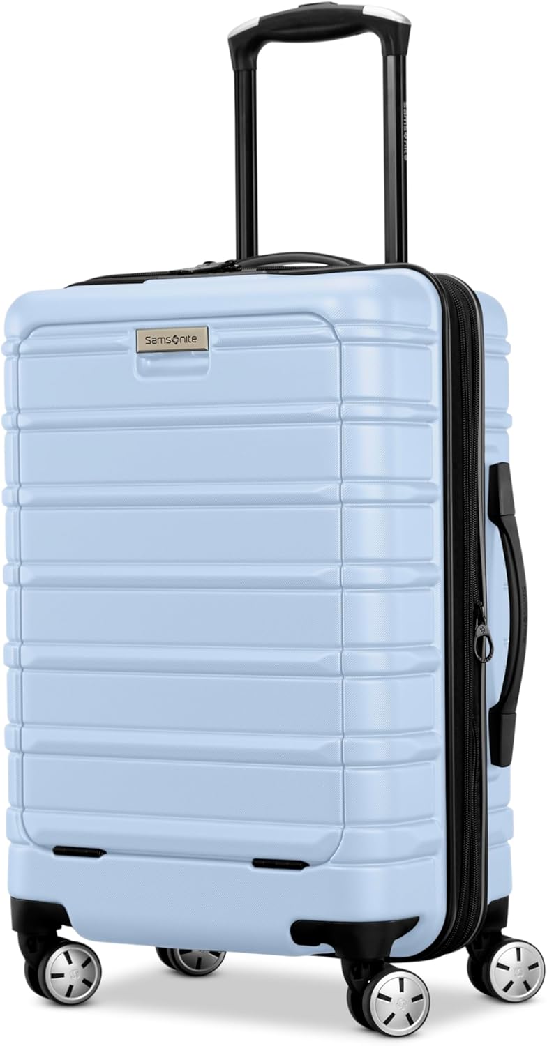 Samsonite Omni 2 Pro Carry-On Hardside Luggage with Front Entry - 360° Spinner Wheels - Scratch Resistant Hardshell - TSA, Airline-Approved - Lightweight Expandable Polycarbonate Shell - Pale Blue