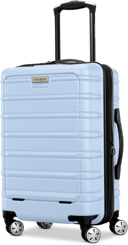 Samsonite Omni 2 Pro Carry-On Hardside Luggage with Front Entry - 360° Spinner Wheels - Scratch Resistant Hardshell - TSA, Airline-Approved - Lightweight Expandable Polycarbonate Shell - Pale Blue