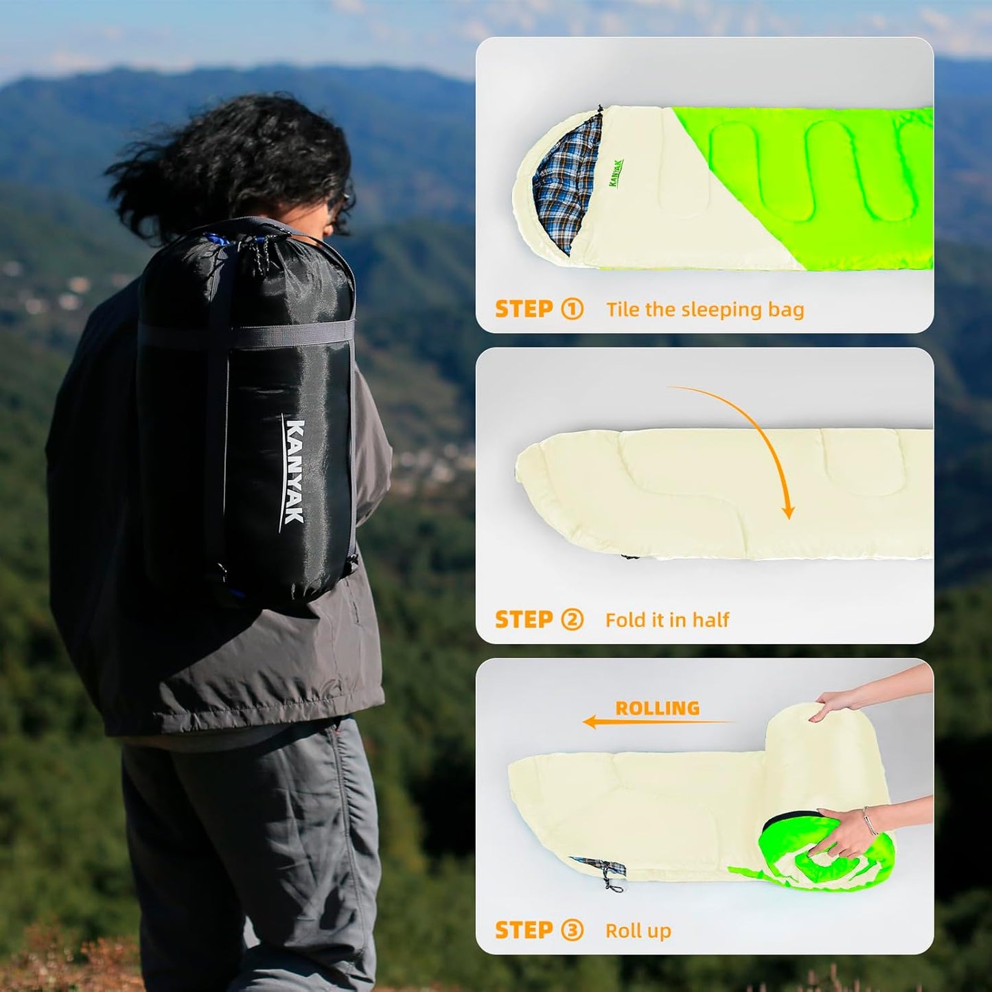 Camping Sleeping Bag, 32℉ Sleeping Bags for Adults Kids Teens Cold Weather Warm Sleeping Bag Winter for 3-4 Season Camping, Camping Gear Equipment, Traveling, and Outdoors