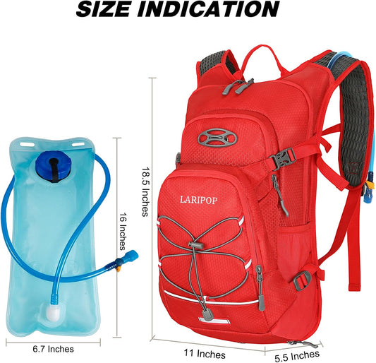 LARIPOP Hydration Backpack, 18L Hiking Backpack with 2L Water Bladder, Lightweight Water Pack for Cycling, Hiking, Biking