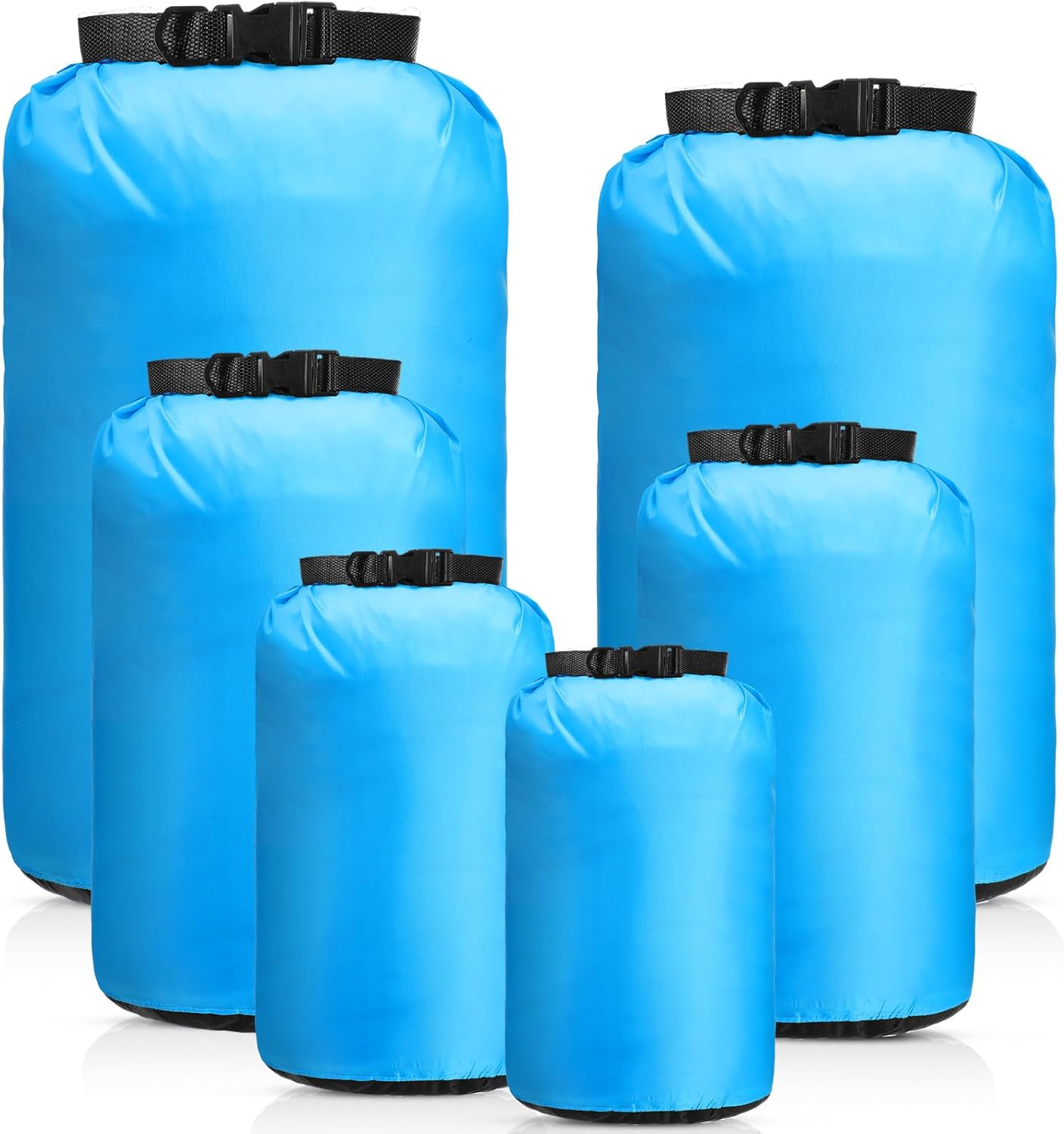 6 Pcs Waterproof Dry Bag Sack Lightweight Outdoor Dry Bags 35 L, 20 L, 15 L, 10 L, 5 L, 3 L Waterproof Boat Bag for Kayaking, Backpacking, Hiking, Camping Rafting(Blue)