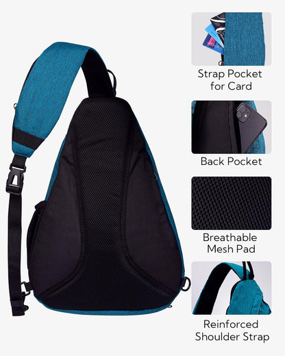 WATERFLY Large Crossbody Sling Bag: Over Shoulder Backpack Daypack Casual Cross Chest Side Pack