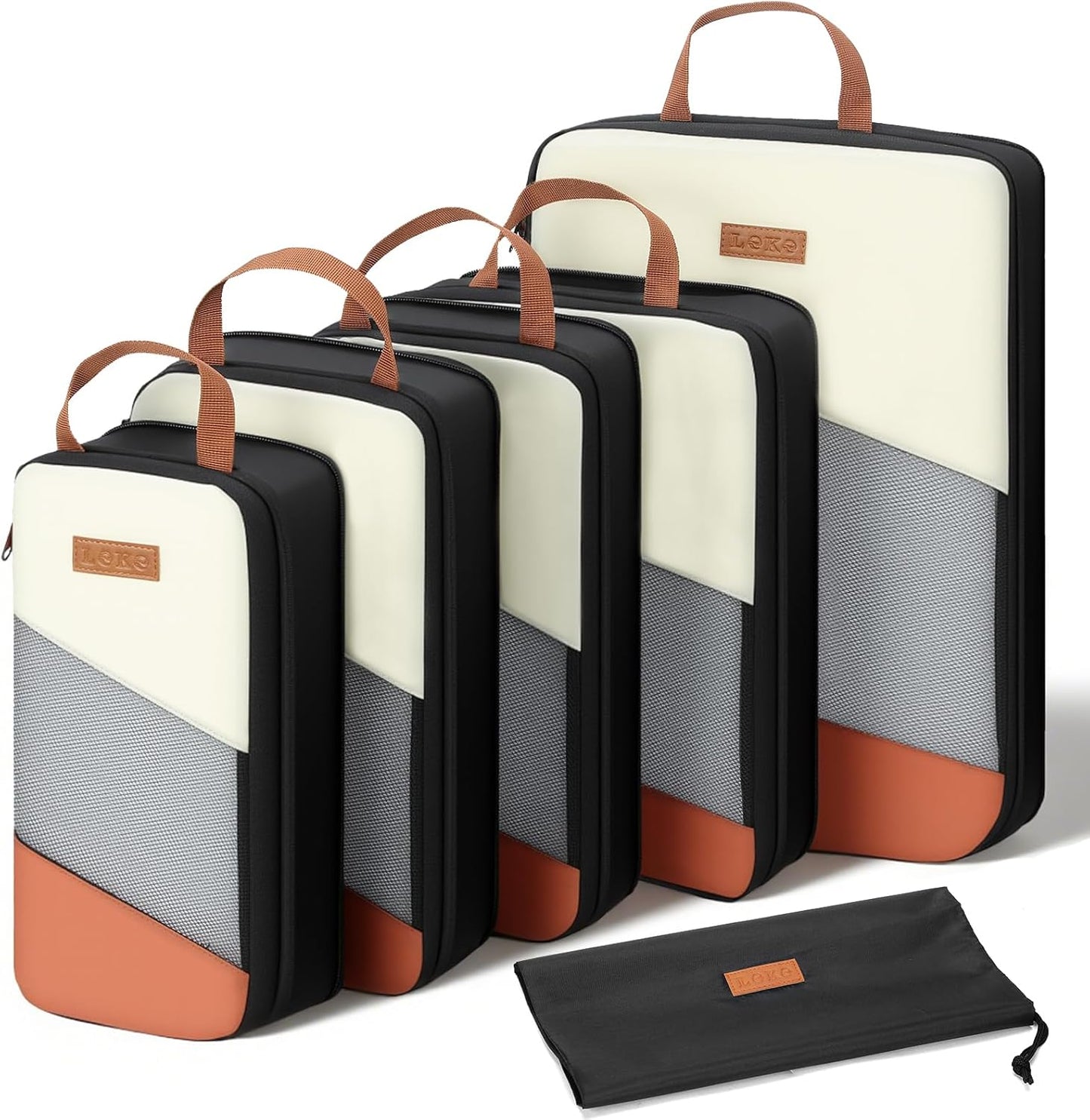 Packing Cubes for Travel, Compression 6 Set Organizer Bags for Women with Shoe Bag & Laundry Pouch, Luggage Organizers for Suitcase, Carry On & Trips, Travel Essentials