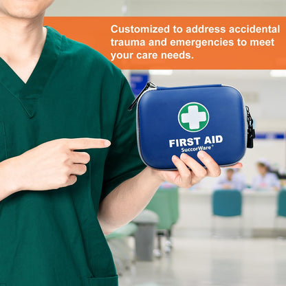 150 Pieces Mini First Aid Kit - Small Medical Kit with Hard Shell - Emergency First Aid Kit for Car, Travel, Home, Outdoor, Office, Camping, Hiking (Blue)