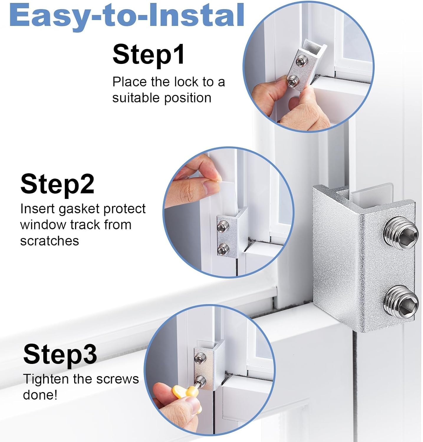 Sliding Window Locks,for Horizontal Sliding Windows,Window Security Lock with Key,Adjustable Aluminum Easv to Install Window Stopper,Window Locks for Up and Down Windows (10 Sets Silver)