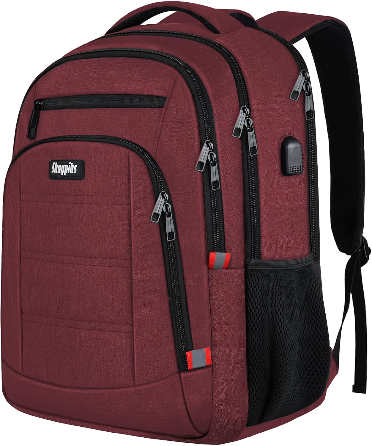 Backpack for Women Men, Travel School Backpacks for Teen Boys, Bookbag with USB Charging Port, Anti Theft College Backpack Fits 15.6 Inch Laptop, Casual Work Business Back Pack, Red