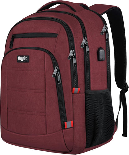 Backpack for Women Men, Travel School Backpacks for Teen Boys, Bookbag with USB Charging Port, Anti Theft College Backpack Fits 15.6 Inch Laptop, Casual Work Business Back Pack, Red