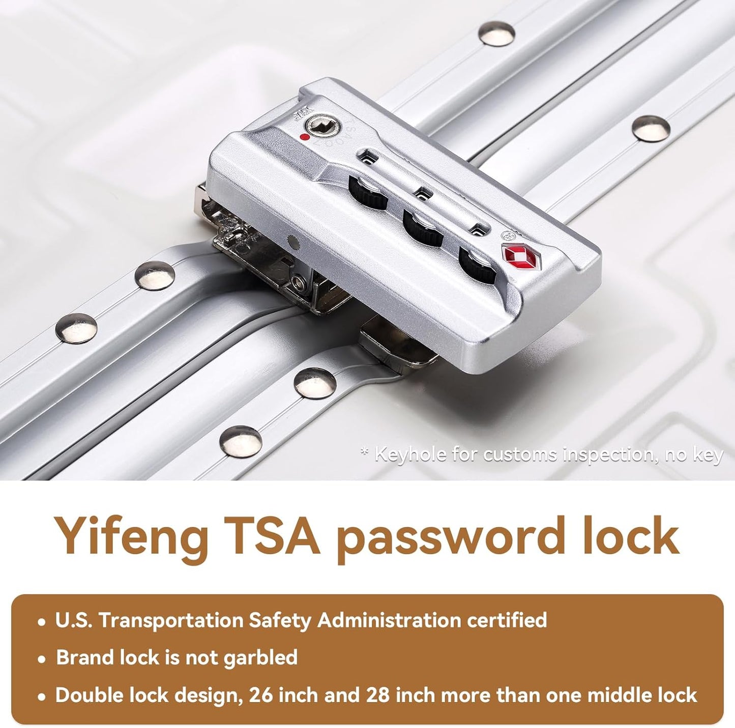 ROAMING Zipperless Luggage 24 Inch with Aluminum Frame, 3-Layer PC Trunk-Medium Lightweight Hard Shell Suitcase with Spinner Wheels, Metal Travel Luggage with Double TSA Locks, Shell white