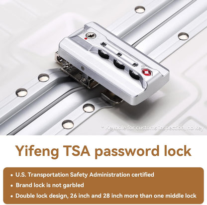 ROAMING Zipperless Luggage 24 Inch with Aluminum Frame, 3-Layer PC Trunk-Medium Lightweight Hard Shell Suitcase with Spinner Wheels, Metal Travel Luggage with Double TSA Locks, Shell white