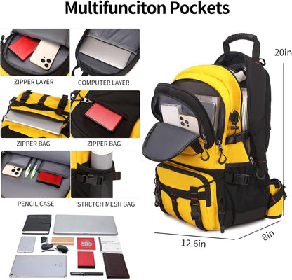 Nerlion 40L Hiking Backpack Travel Backpack for Men Women Camping Waterproof Outdoor Hiking Daypack Lightweight Backpack (Yellow)