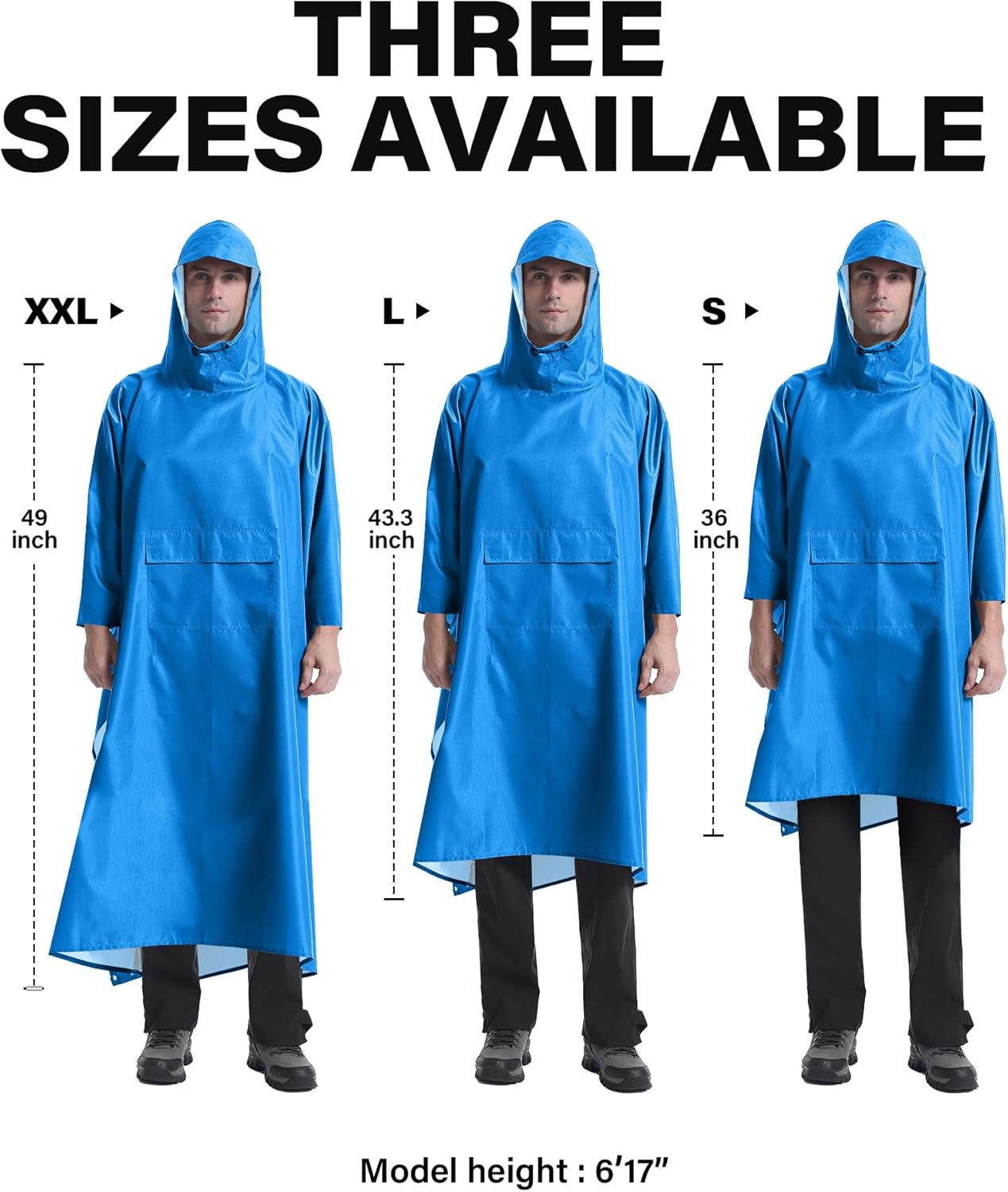 iCreek Hooded Rain Poncho with Pocket Waterproof Lightweight Unisex Raincoat Jacket for Hiking, Camping, Outdoor