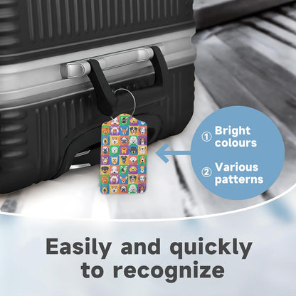 Cute Dog Luggage Tag for Suitcase 2 Pcs Unique Leather Suitcase Tags with Full Privacy Cover Stainless Steel Loop for Women Men Travel Baggage Bag Backpack