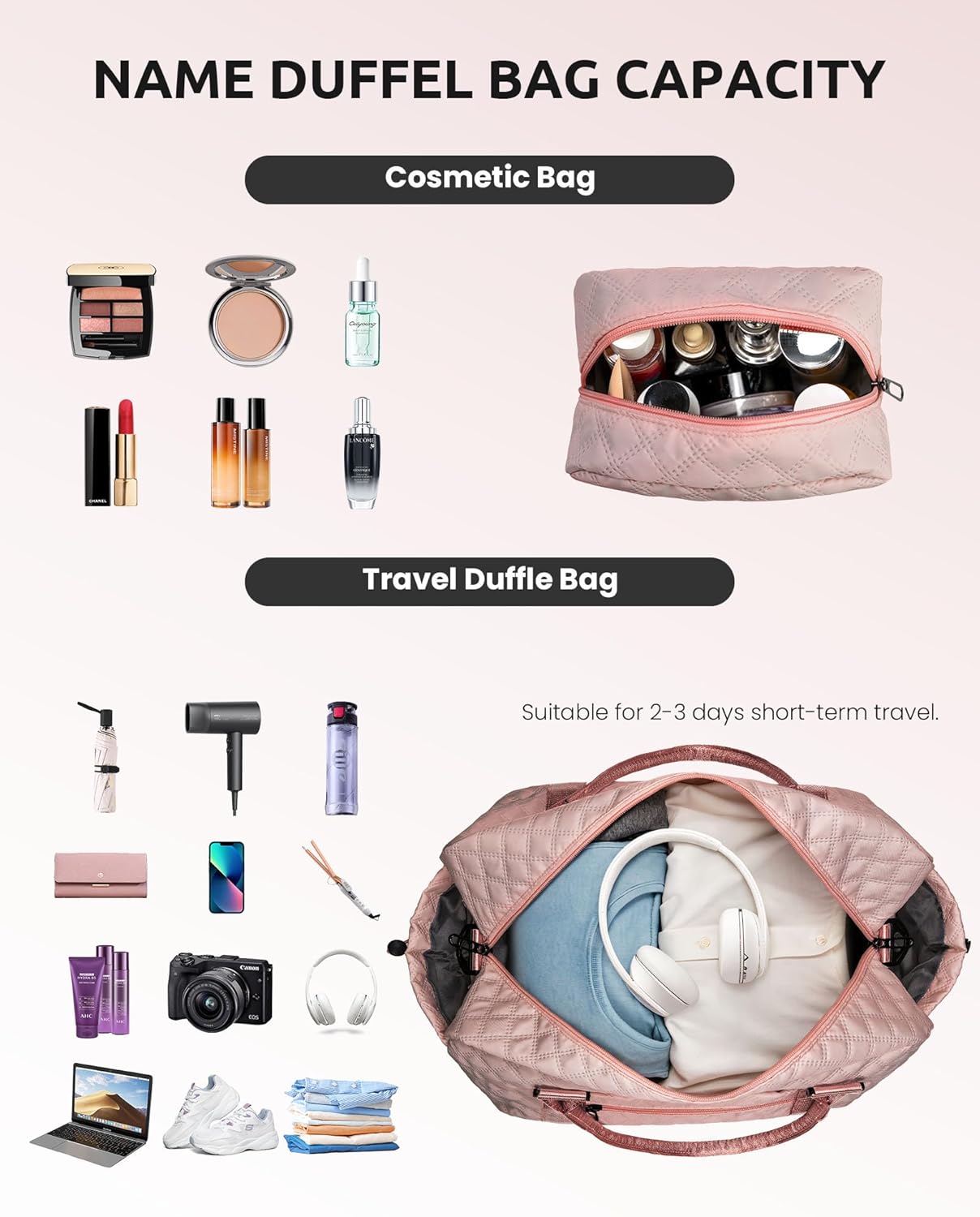 Gifts for Mom-Initial Duffle Bag with Shoe Compartment, Personalized Weekender Bag, Monogram Overnight Bag, Letter Travel Bag with Makeup Bag，Personalized Gifts Idea for Women Her (Letter F)