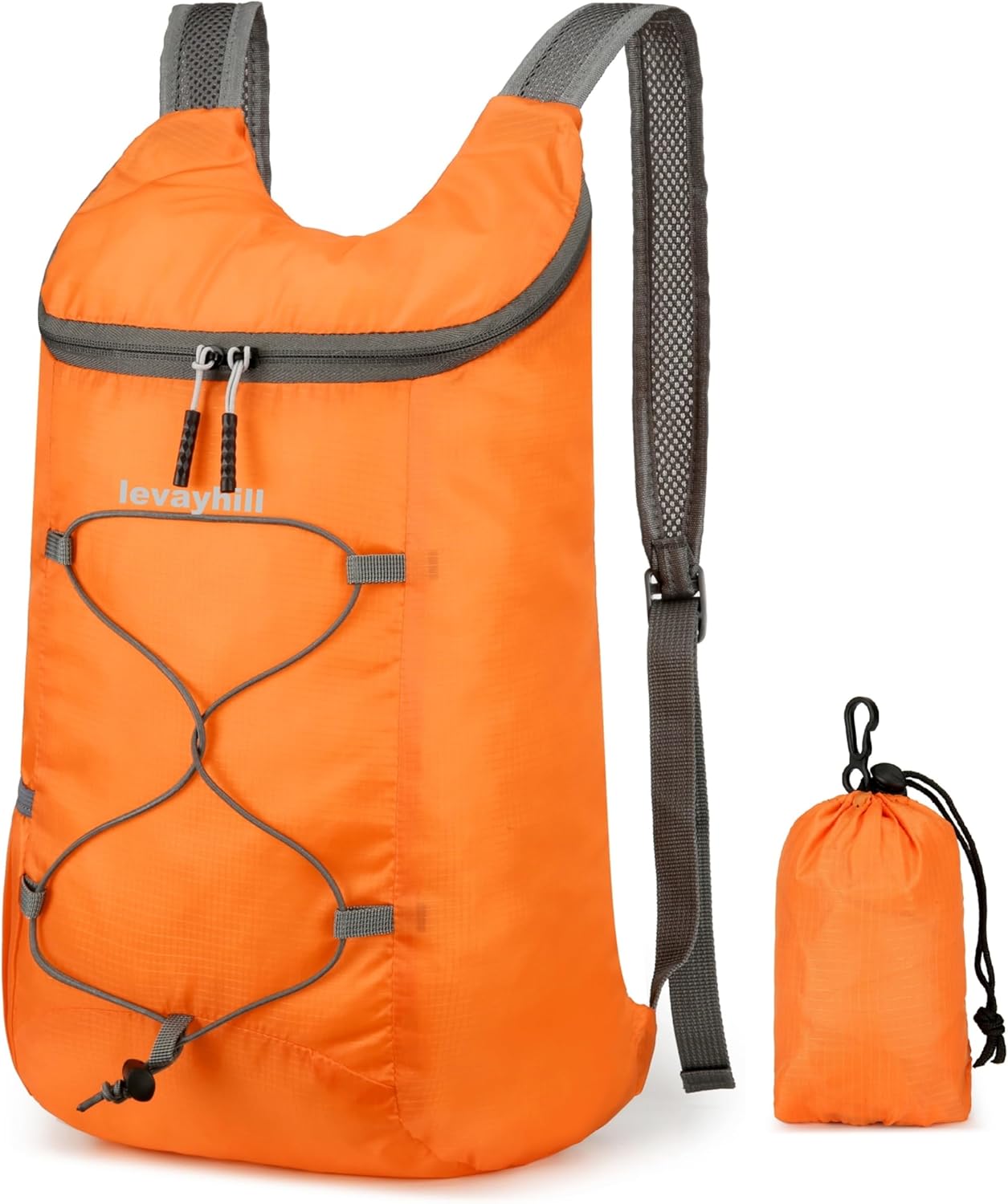 16L Hiking Daypack Lightweight Foldable Travel Backpack Water Repellent Camping Outdoor Packable Easy Carry-on Bag (Orange)