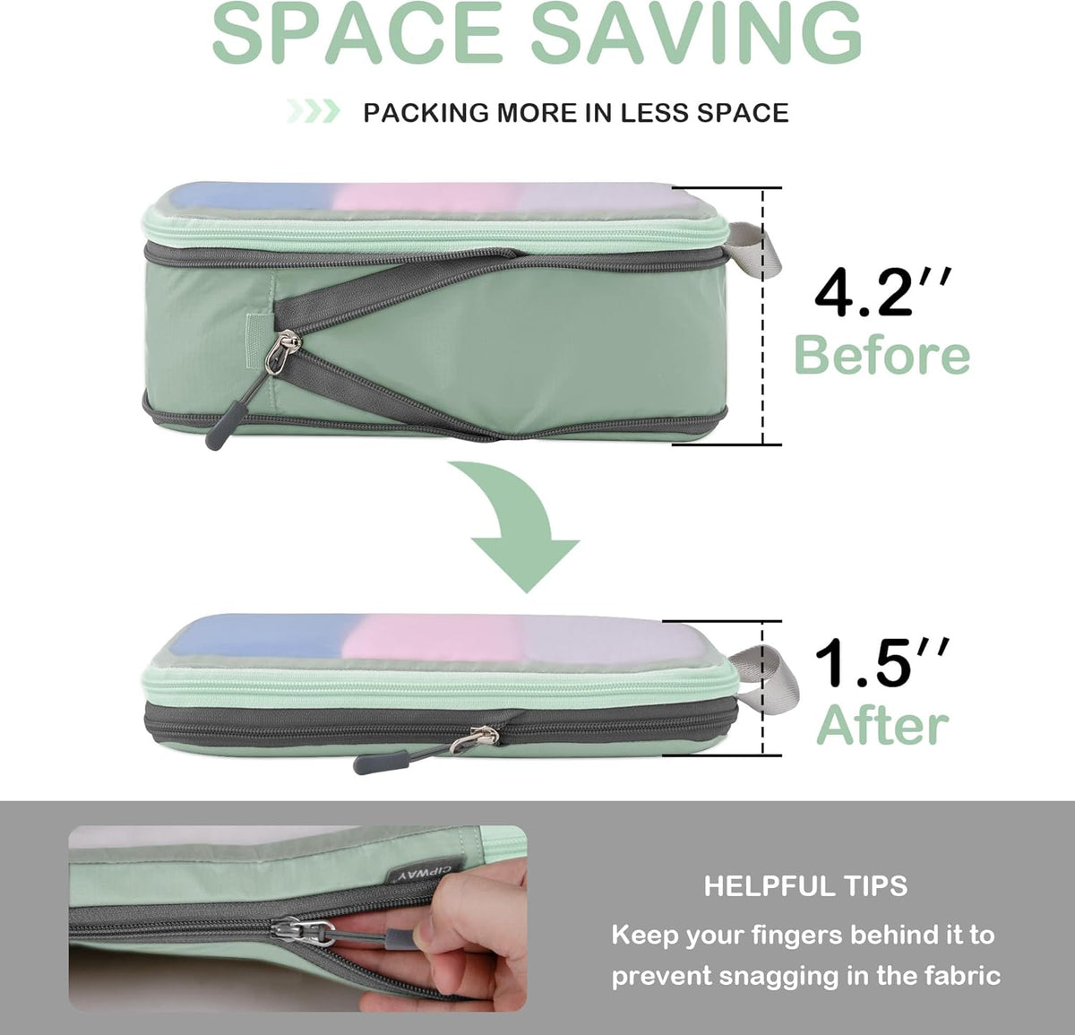 Cipway Mesh Compression Packing Cubes, Ultralight See Through Luggage Organizer Bags, Travel Essentials for Carry on Suitcase（3 Pcs,Sage Green）