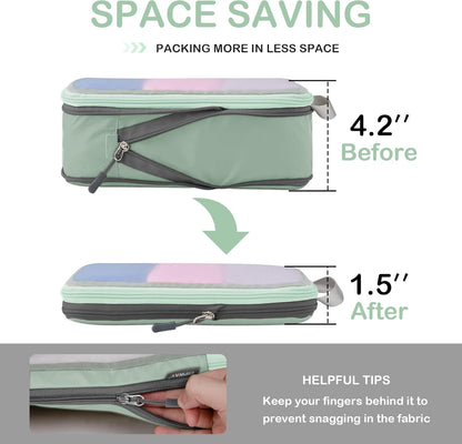 Cipway Mesh Compression Packing Cubes, Ultralight See Through Luggage Organizer Bags, Travel Essentials for Carry on Suitcase（3 Pcs,Sage Green）