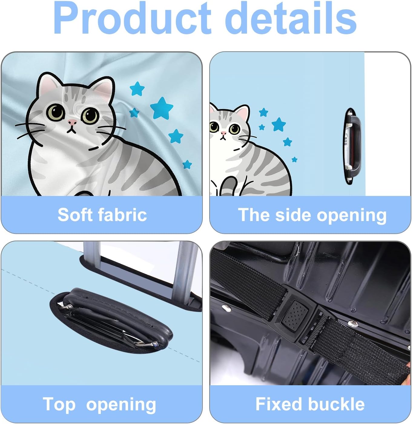 Luggage Cover Washable Suitcase Protector Anti-scratch Suitcase cover Fits 20-34 Inch Luggage (Cat, S(20-22inch suitcase))